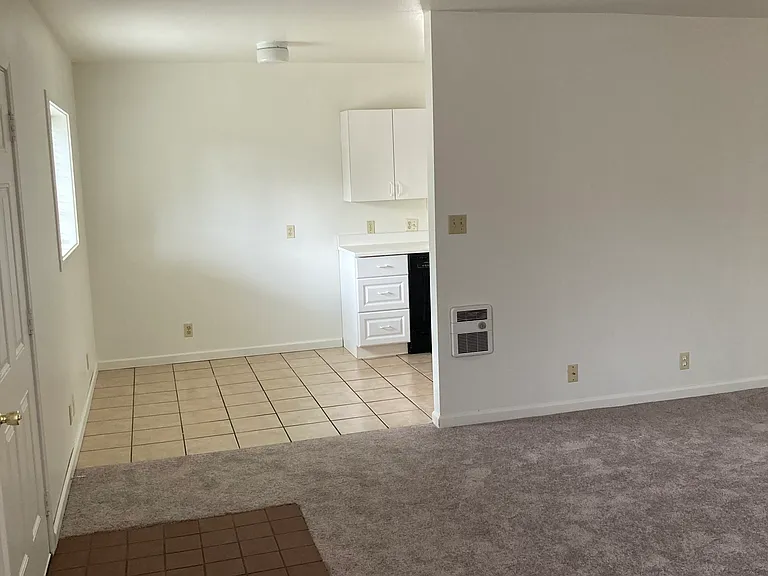 looking from living room to kitchen