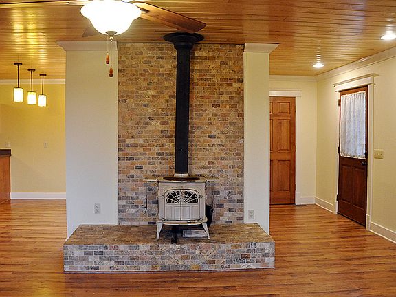 Living room with wood stove