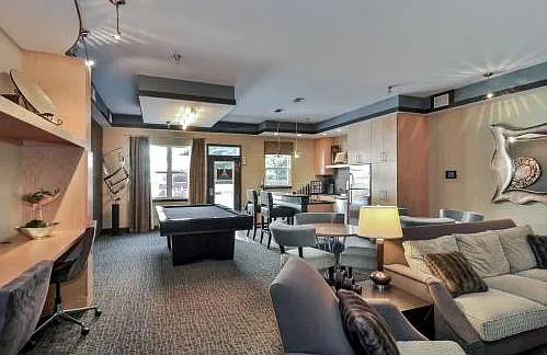Club room with pool table and free coffee/tea