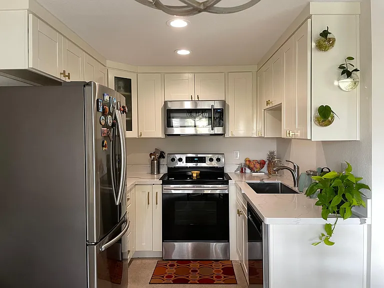 Recently renovated kitchen with modern appliances