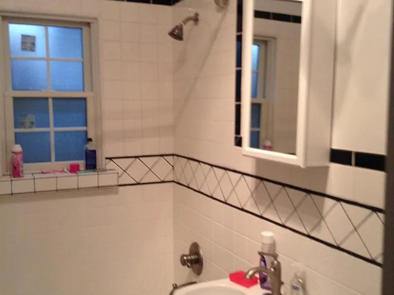designer bathroom with high tech lighting