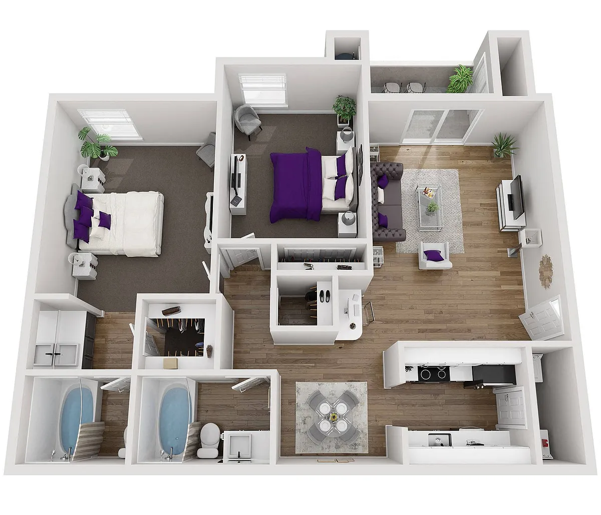 Floor plan 2 Bed 2 Bath 1121