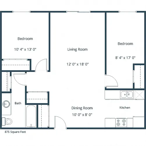 Floor plan Two Bedroom 21C