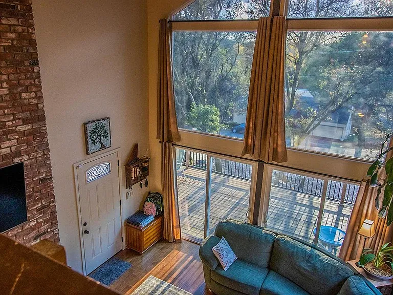 Living area overlooking deck
