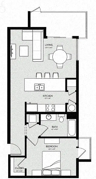 Floor plan One Bedroom - Phase I