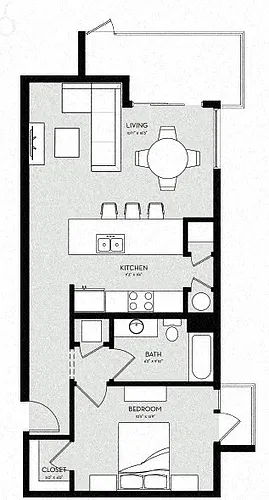 Floor plan One Bedroom - Phase I