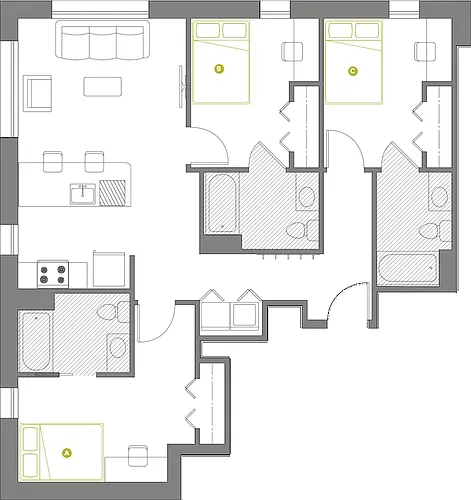 Floor plan 3x3 Corner