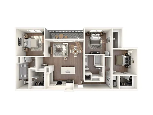 Floor plan 3 Bed, 2 Bath (140% Income Restricted)
