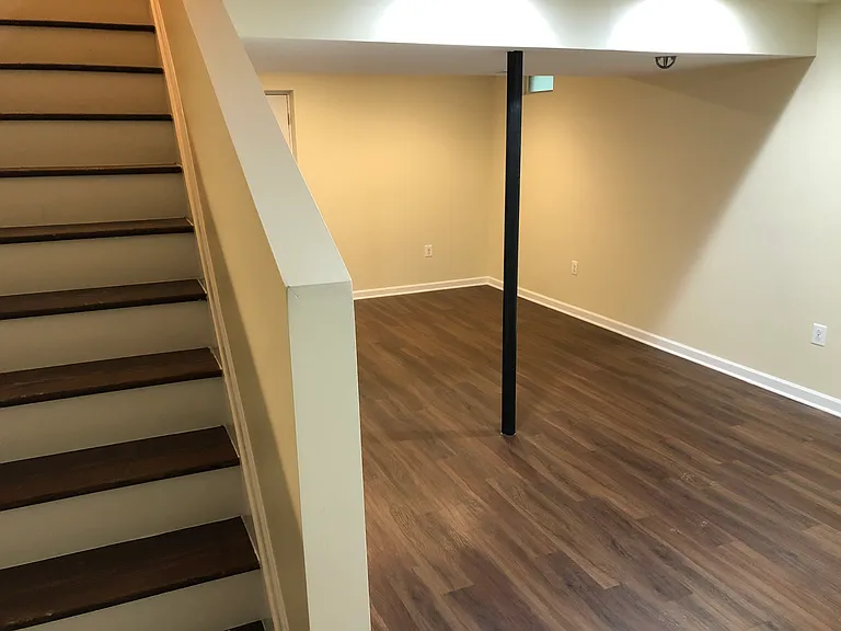 Basement facing back patio.