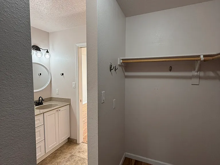 Walk-in closet in master bedroom