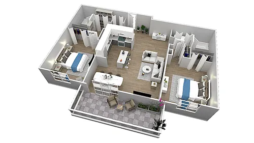 Floor plan 2 Bedroom 2 Bathroom