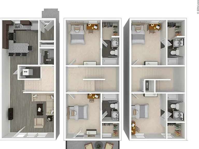 4 Bedroom Townhouse Upper Deck_4x4_3D_Print 4 Bedroom Townhouse Upper Deck_4x4_3D_Print