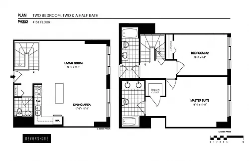 Floor plan 2 Bed_2 Bath Penthouse-ph302