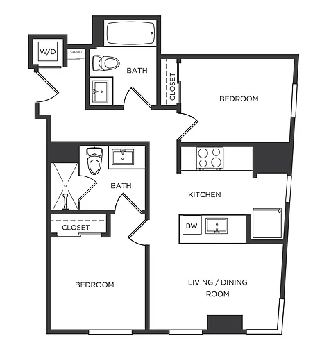 Floor plan 2 Bed/2 Bath-T