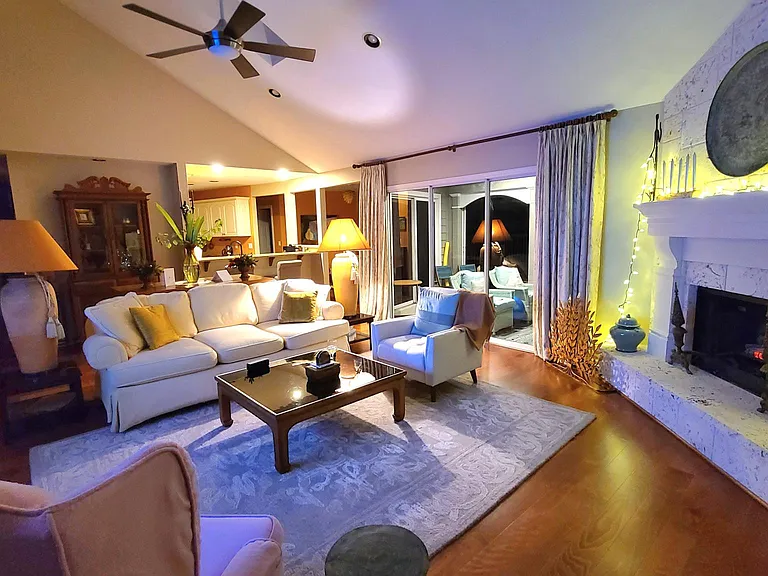 Cozy fireplace in winter