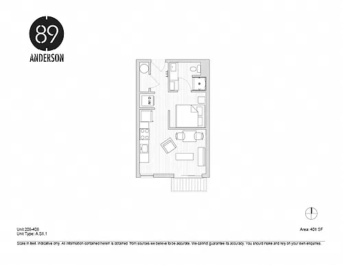 Floor plan 89 Anderson Studio Plan A