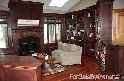 The Library
						:
						Room for your books or collectibles. Cozy up to the fire with your favorite book