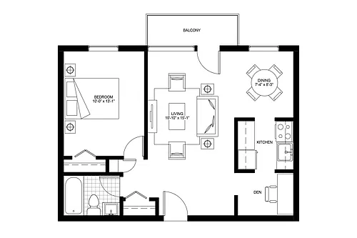 Floor plan ALL UTILITIES INCLUDED big one bedroom for Jan 202