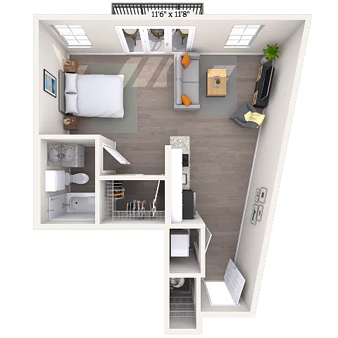 Floor plan Studio 0x1 551-635 SF