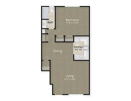 Floor plan 1 Bed x 1 Bath