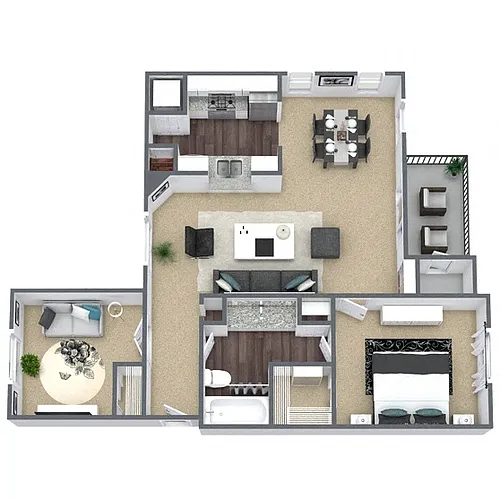 Floor plan B1: 2 Bed 1 Bath