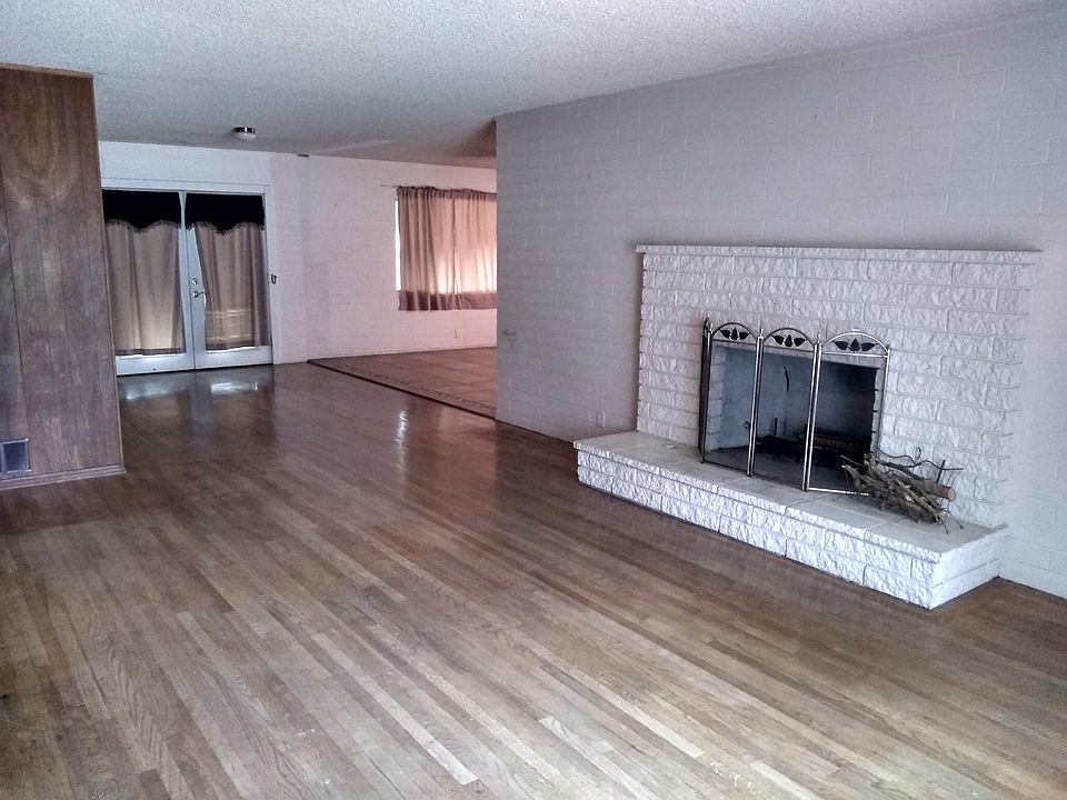 Living room with wood burning fireplace!