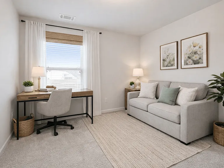Guest bedroom with a premium office space.