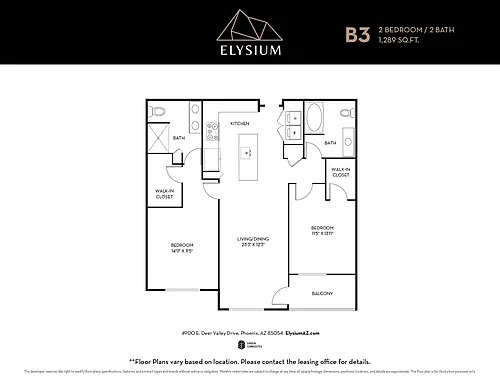 Floor plan B3 - 2 Bedrooms / 2 Bath