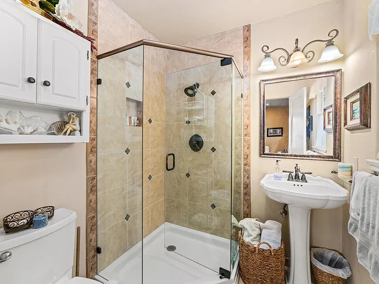 Downstairs bathroom with shower