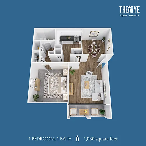 Floor plan 1 Bd 1 Bath Patio/Balcony