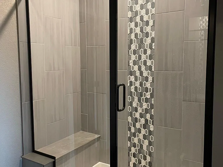 Large shower in master bathroom