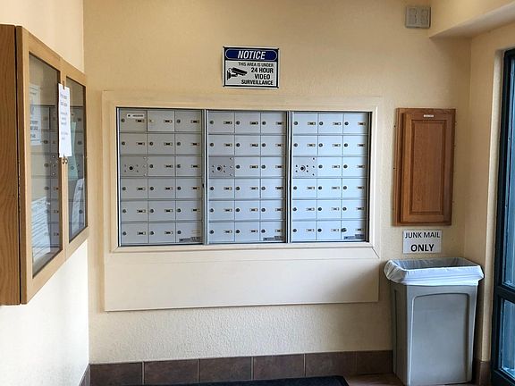 Secured mailboxes in lobby