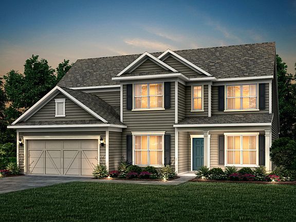 Vanderbilt Exterior 51 features Hardie Board siding, covered front porch and 2 car garage