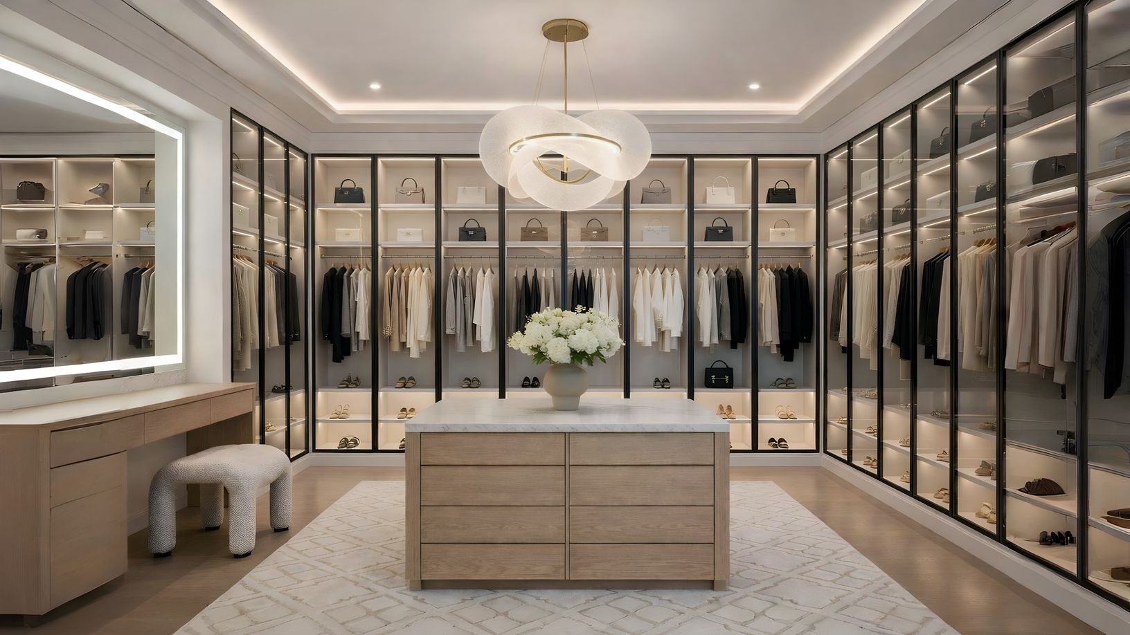  Custom-designed walk-in closet.