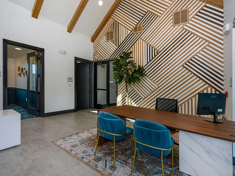 Leasing office with desks for agents and prospects