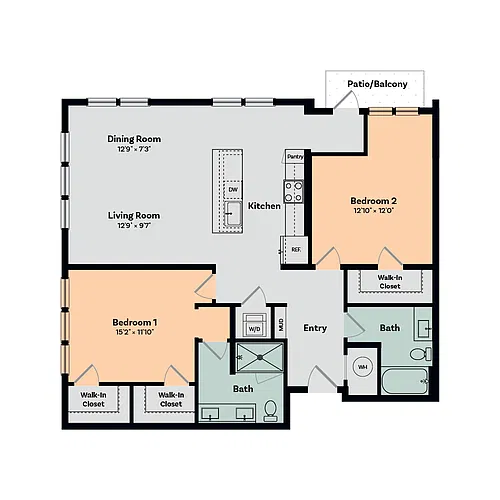 Floor plan 2 Bed / 2 Bath