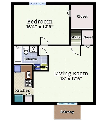 Floor plan 1 Bedroom XL