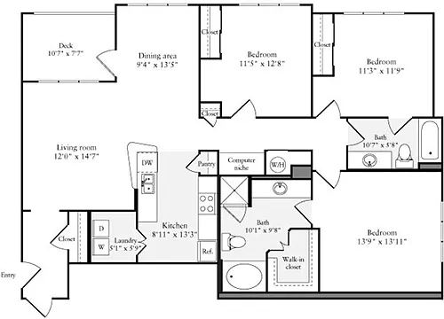 Floor plan 3+ Bedrooms A