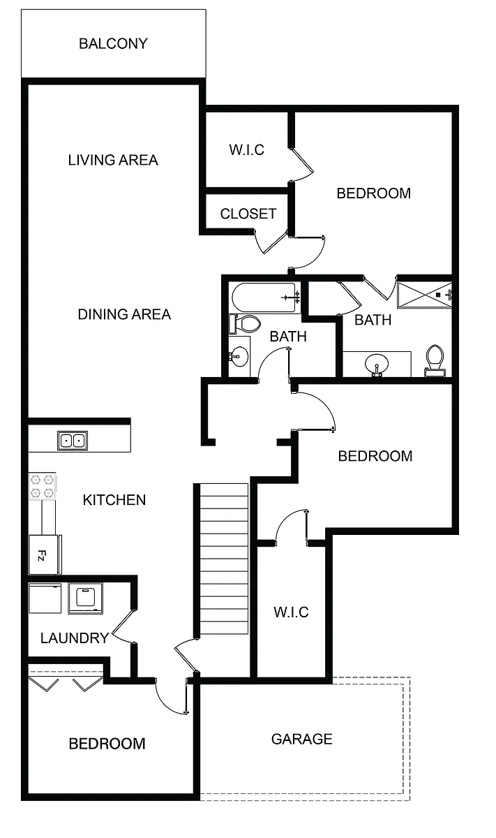Floor plan 3 Bed, 2 Bath 1478 Sq Ft