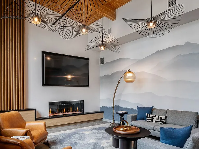 Resident lounge with fireplace