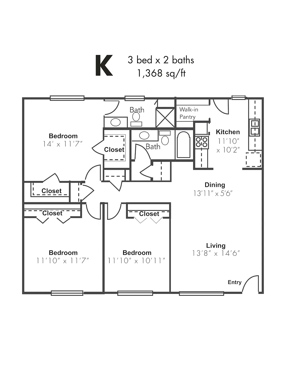 Floor plan 3x2B