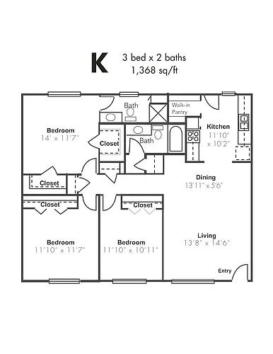 Floor plan 3x2B