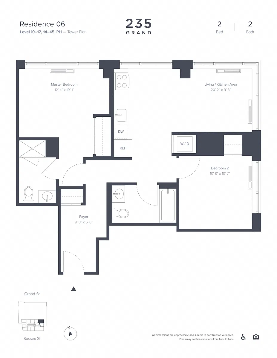 Floor plan 2 Bedroom - 2 Bathroom