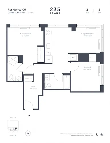 Floor plan 2 Bedroom - 2 Bathroom
