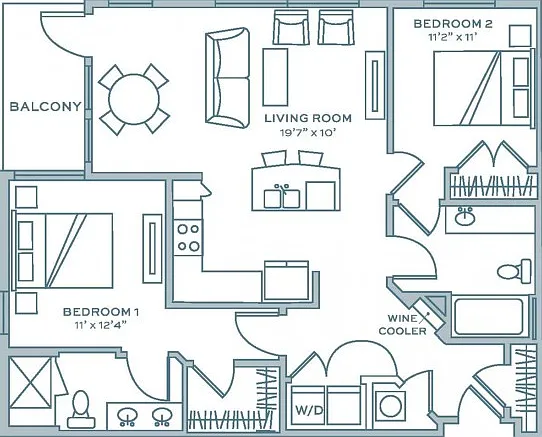 Two Bedroom Two Bath (1087 SF) Two Bedroom Two Bath (1087 SF)