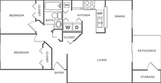 Two Bedroom One Bath | 868 sq. ft. Two Bedroom One Bath | 868 sq. ft.