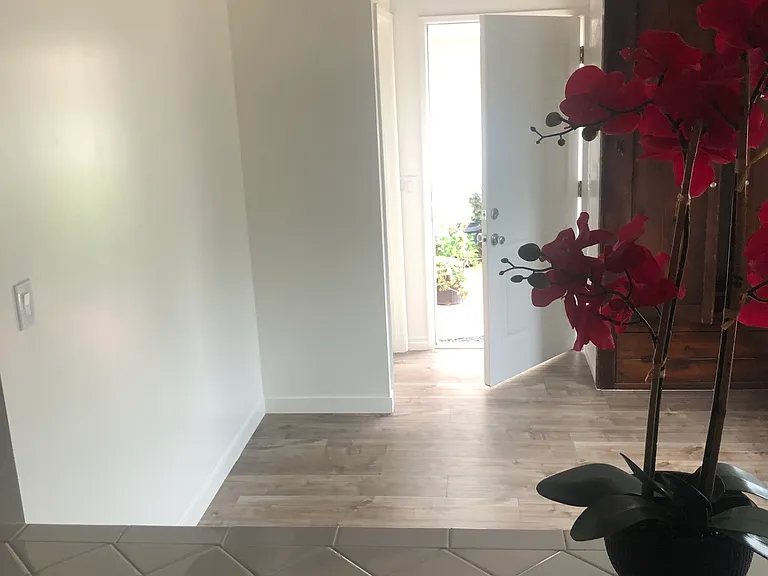 Kitchen view to entrance door