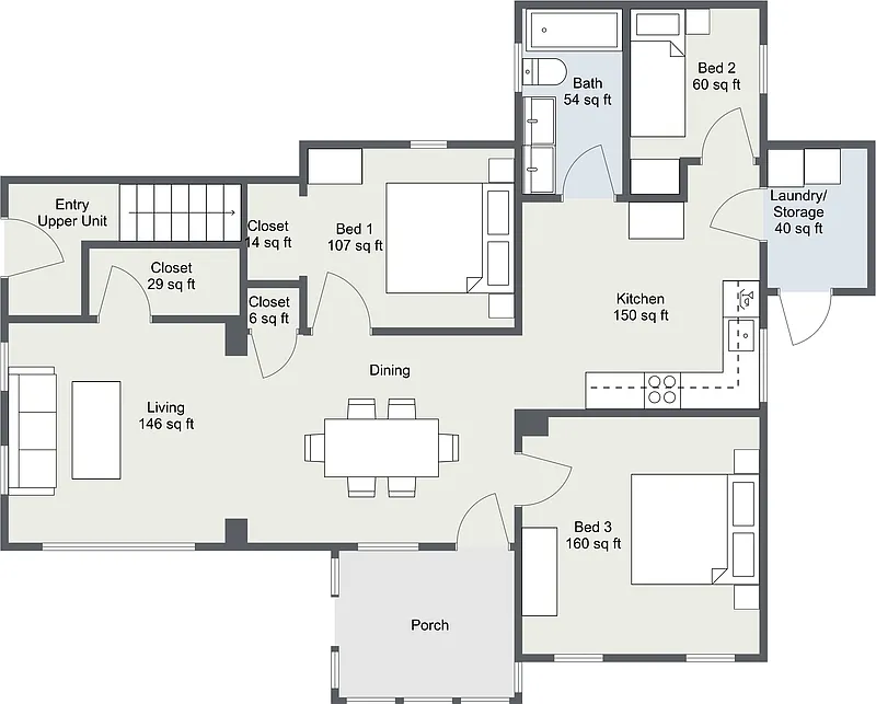 3 bed, 1.0 bath, 1036 sqft, $1,750 — Photo 3