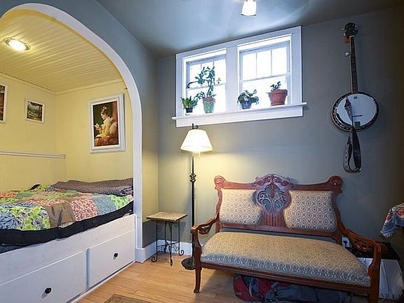 First floor bedroom is off the dining room.