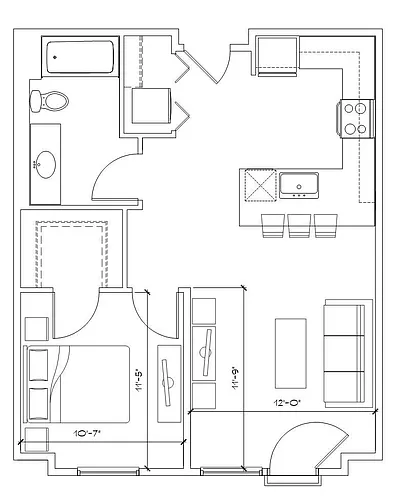 Floor plan Vector - 1x1 A4